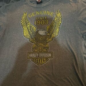 Harley-Davidson Gray Tee with Yellow Eagle Design